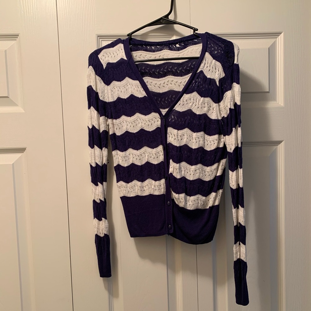 Blue and white sweater